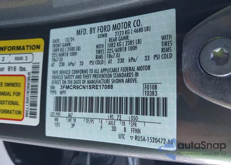 2025 Ford Bronco Sport Outer Banks from USA, damaged, VIN 3FMCR9CN1SRE17088